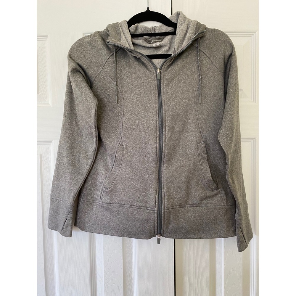 Eddie Bauer Full Zip Hoodie Womens Small Gray Fleece Lined Activewear Gorpcore
